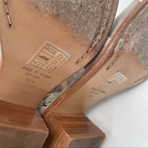 RAG & BONE Mari Block Heel Sandal Gray/Taupe Zipper & Buckle Size 39.5 US 9.5 - Picture 13 of 16